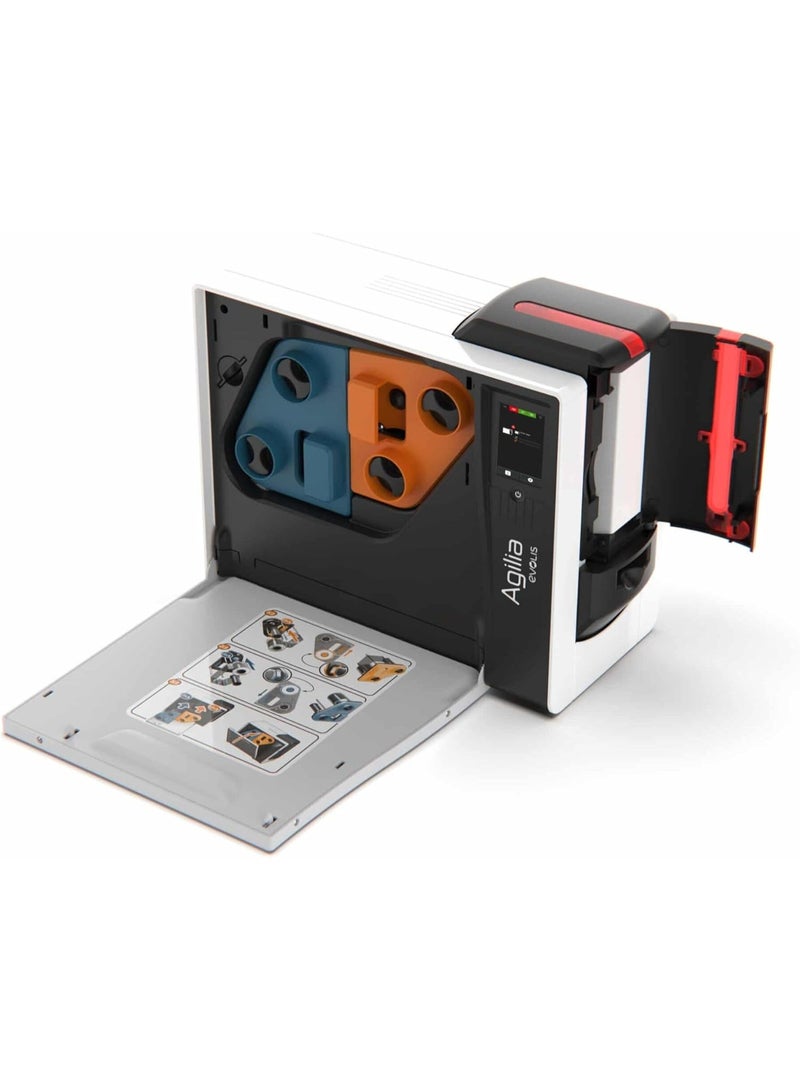 evolis طابعة بطاقات إيفوليس أجيليا دبلوكسي مزدوجة الوجه، USB وإيثرنت (رقم الجزء AG1-0011)، مع ترخيص برنامج كاردبريسو XXS، شريط لون RT4F101M100 وفيلم شفاف RTCL100NAAA - Image 3